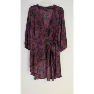 Torrid Size 1 Purple Floral Skull Wrap Top Tunic Goth Whimsigoth